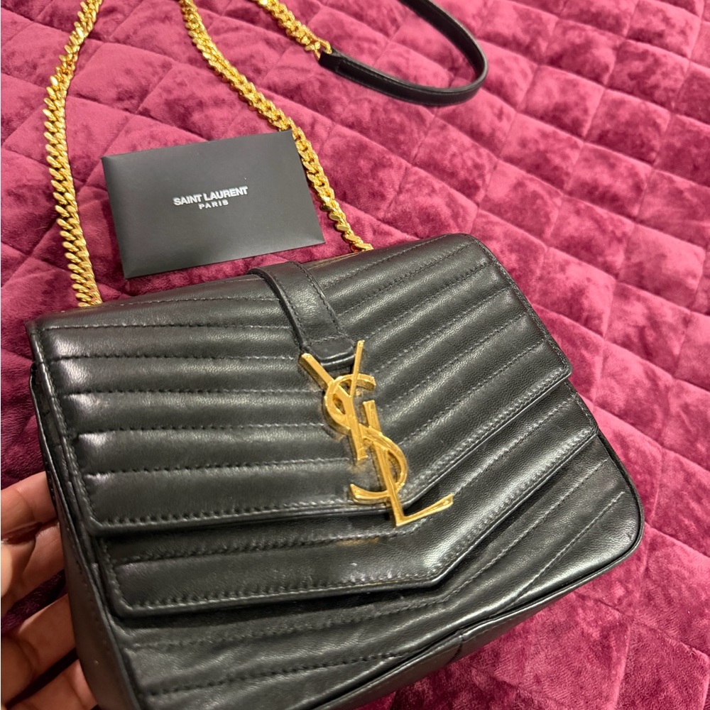 Yves Saint Laurent Black Crossbody Bag with Gold Chain